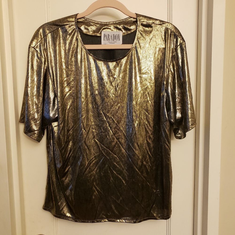 Paradox Vintage 80s Metallic Gold Short Sleeve Tee